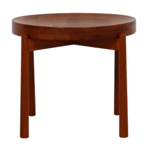 Jens Quistgaard Solid Teak Round Flip-Top Accent Table