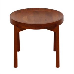 Jens Quistgaard Solid Teak Round Flip-Top Accent Table