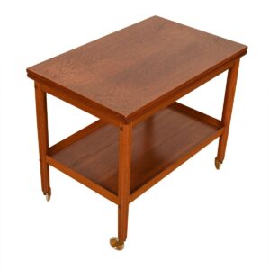 ‘Flip & Sip’ Expanding Danish Modern Teak Bar Cart / Serving Table