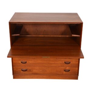 Peter Hvidt Solid-Teak Danish Drop-Down Storage / Bar Cabinet