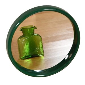 Vintage Round Mirror with Green Acrylic Frame