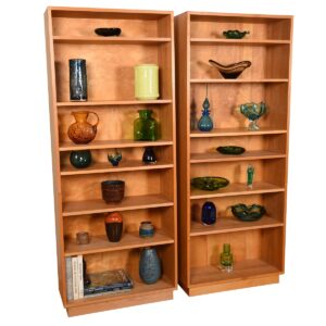Pair Solid Maple Bookcases w/ Adjustable Shelves