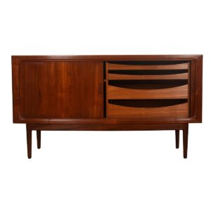 Curved Front Tambour Door Danish Sideboard in Teak.