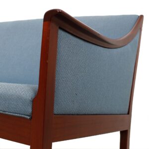 Danish Modern Rosewood Sofa & Pair of Chairs w. Blue Upholstery by Ole Wanscher