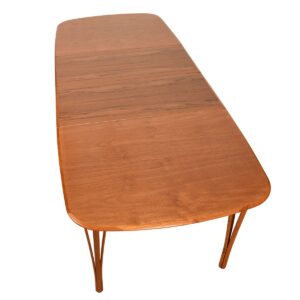 Haslev Oval Danish Modern Teak Expanding Dining Table w/ 2 Leaves.