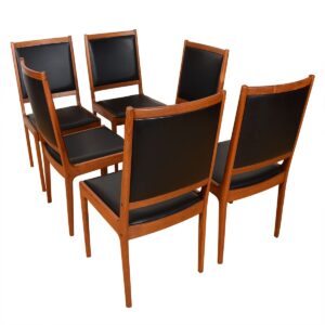 Set of 6 Danish Teak Upholstered Back Dining Chairs