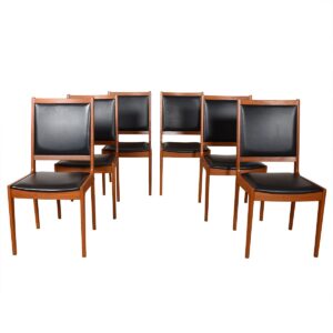 Set of 6 Danish Teak Upholstered Back Dining Chairs