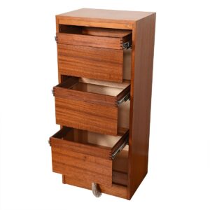 Tall Danish Teak Locking Tambour Door Filing Cabinet