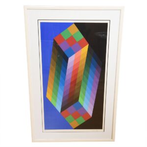 Victor Vasarely Colorful Cubist Op Art