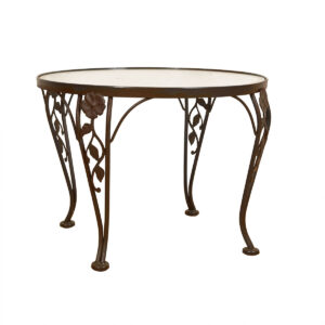 Vintage Woodard Wrought Iron & Glass Top Accent Table