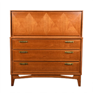 Mid Century Modern Tall Diamond Inlay Dresser