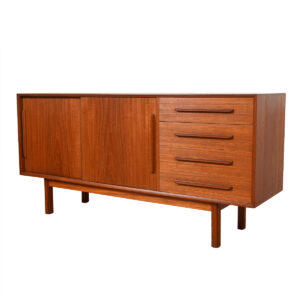 60″ Danish Modern Teak 2-Door / 4-Drawer Sideboard