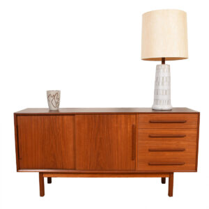 60″ Danish Modern Teak 2-Door / 4-Drawer Sideboard