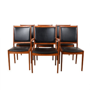 Set of 6 Danish Black & Teak Dining Chairs 1 Arm + 5 Side — Add’l Chairs Available