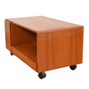 Danish Teak Rolling TV Stand / Low Media Cabinet.