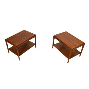 Mid Century Modern Walnut Pair of Side Tables w/ Shelves!