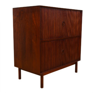 Solid Teak Split-Level Tambour Door Cabinet by Peter Hvidt for Søborg Møbler