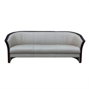 Ekornes Rosewood Accented 3-Seat Vintage Leather Sofa