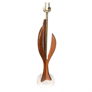 Danish Modern Walnut Sculptural Table Lamp w/ Marble Base