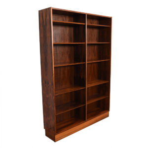 Danish Modern Rosewood Wide Adjustable Shelf Bookcase