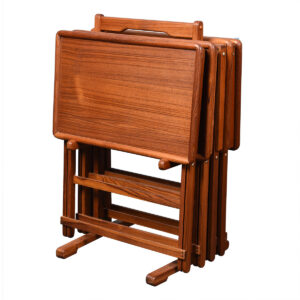 Danish Teak Set of 4 Collapsable TV Dinner / Snack Trays