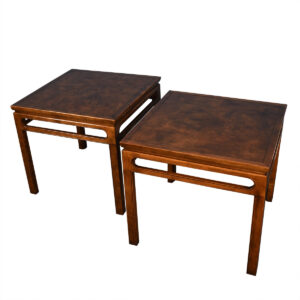 Pair of Baker Burled Wood Mid Century Side / Occasional Tables