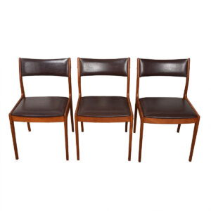 Set of 3 Uldum Danish Modern Dark Brown + Teak Side Dining Chairs