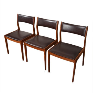 Set of 3 Uldum Danish Modern Dark Brown + Teak Side Dining Chairs