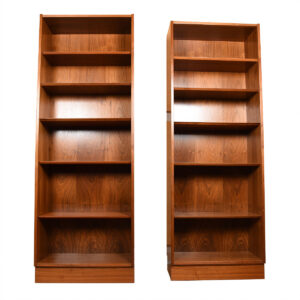 Pair of Tall Walnut Bookcases w/ Adjustable Shelves