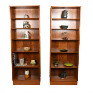 Pair of Tall Walnut Bookcases w/ Adjustable Shelves