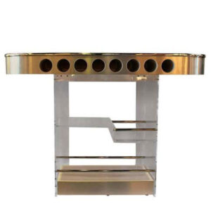 Lighted Lucite & Chrome Mid Century Modern Bar w/ 2 Tuck-Away Stools!