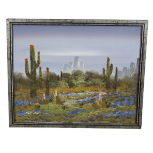 Vintage Original Signed Painting — Desert Scene w: Segura Cacti