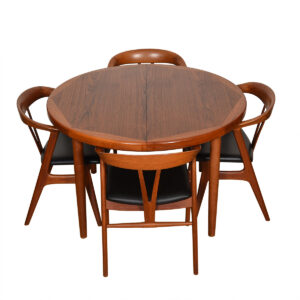 Round-to-Oval Danish Teak Dining Table w/ 2 Leaves