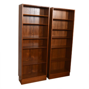 Pair of Tall Teak Bookcases w/ Adjustable Shelves