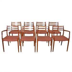 Set of 8 Niels Møller Rosewood Dining Chairs 2 Arm (Model #62) + 6 Side (Model #78)