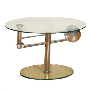 Vintage Chrome + Glass Oval Adjustable Height Coffee / Accent Table