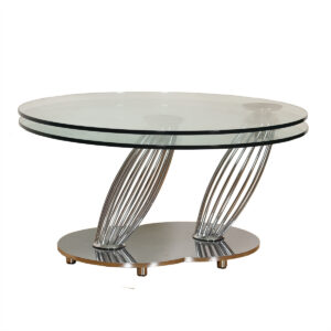 Vintage Chrome + Glass Round Rotating Double-Top Coffee Table