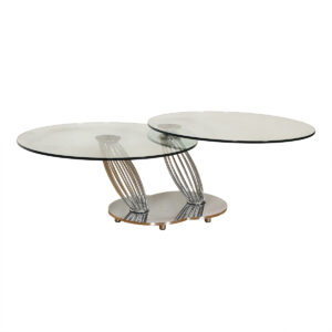 Vintage Chrome + Glass Round Rotating Double-Top Coffee Table