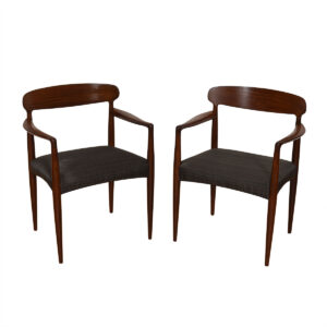 Pair of Danish Modern Upholstered Arm Chairs