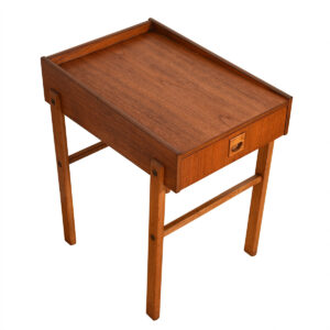 Danish Modern Teak Raised Edge Accent Table w/ Drawer