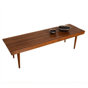 Mid Century Walnut Slat Coffee Table / Bench