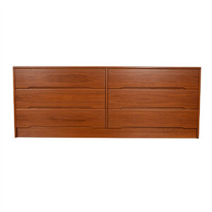 Danish Modern Teak 6-Drawer Long Dresser w/ Deep Drawers