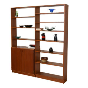 Danish Teak Bookcase Wall Unit w/ Adjustable Storage Cabinet