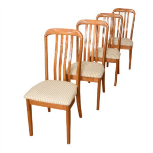 Set of 4 Danish ‘Heart-Shaped’ Teak Slatted Dining Chairs