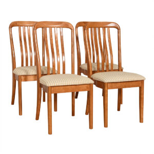 Set of 4 Danish ‘Heart-Shaped’ Teak Slatted Dining Chairs