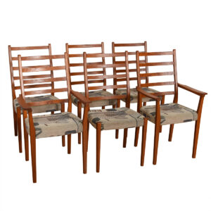 Set of 6 (2 Arm + 4 Side) Danish Dining Chairs