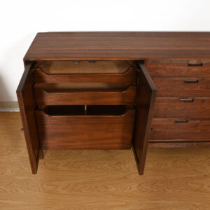 71″ Thin-Edged Mid Century Walnut Dresser / Sideboard