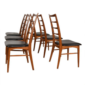 Walnut Set of 6 Koefoeds Hornslet Danish Modern Side Dining Chairs