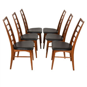 Walnut Set of 6 Koefoeds Hornslet Danish Modern Side Dining Chairs