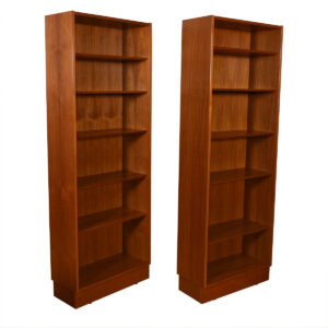 Pair of Tall Teak Adjustable Shelves Bookcases